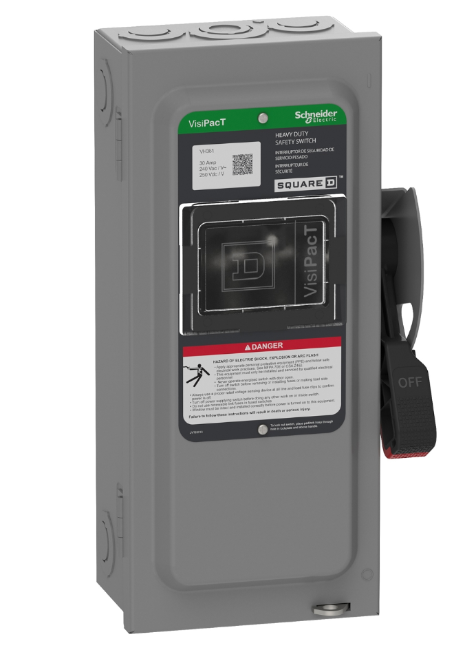 Square D VH361 - Fusible Disconnect Switch 600V AC/DC 30A (200kA AIC @600V)