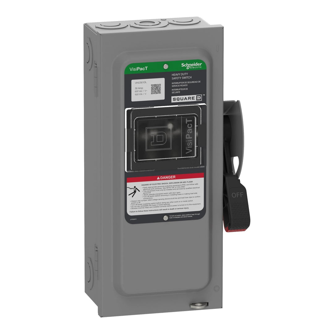 Square D VHU361GL - Non-Fusible Disconnect Switch 600V/30A (3-Pole NEMA 1)