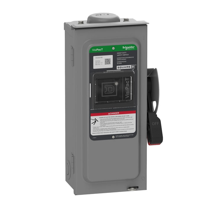 Square D VHU361RB - Non-Fusible Disconnect Switch 600V AC/DCV 30A (3-Pole NEMA 3R)