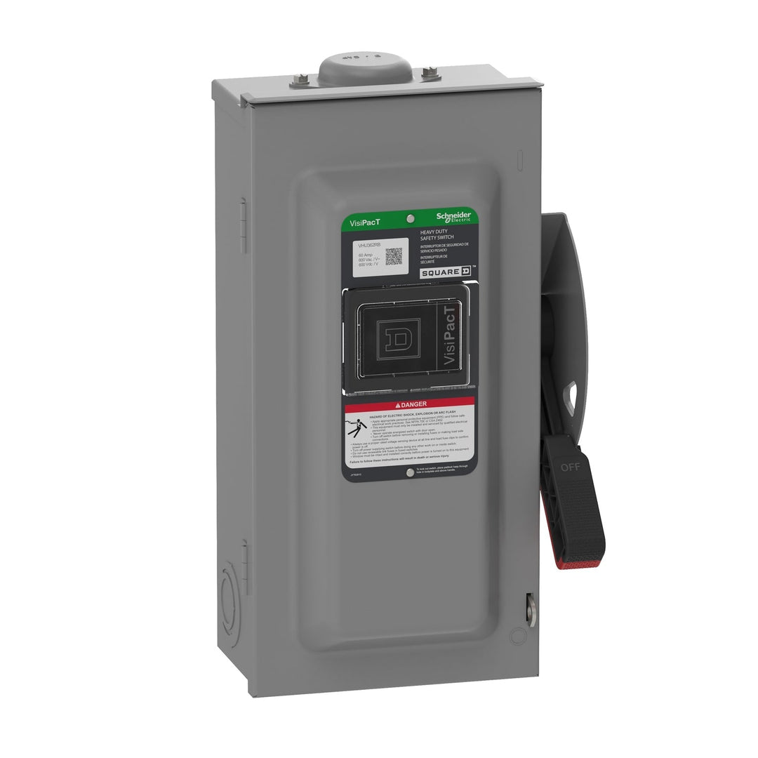 Square D VHU362RB - Non-Fusible Disconnect Switch 600V AC/DCV 60A 3-Pole (NEMA 3R)