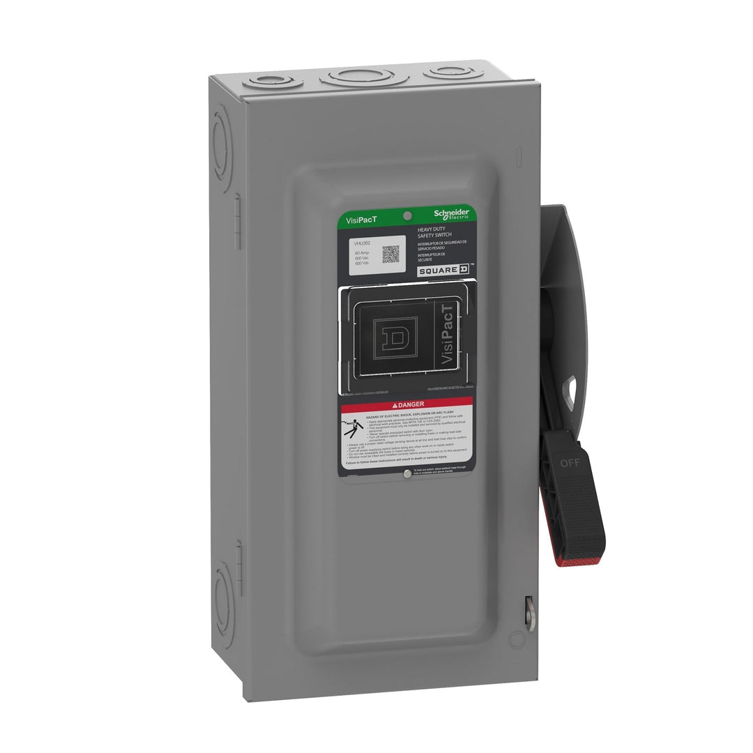 Square D VHU362 - Non-Fusible Disconnect Switch 600V AC/DC 60A (3-Pole NEMA 1)