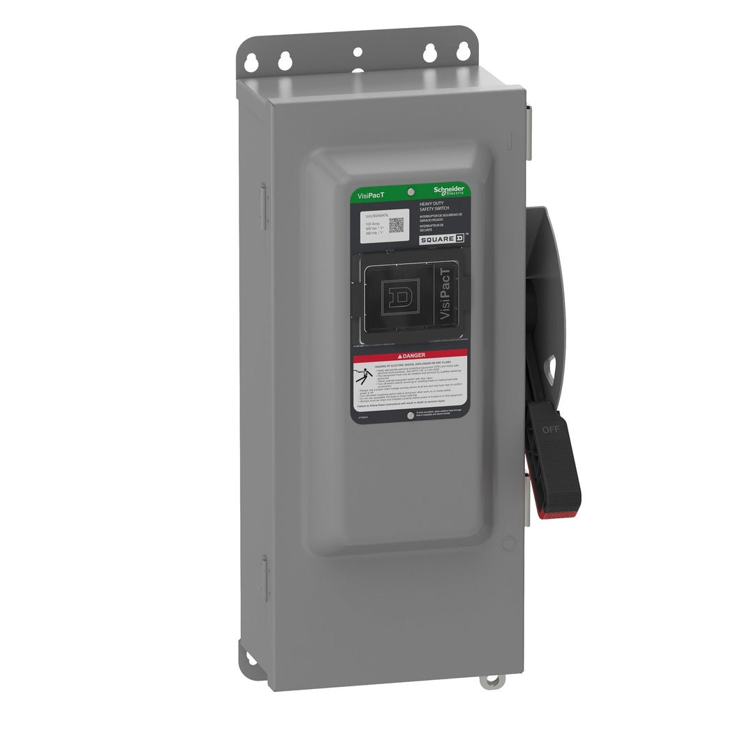 Square D VHU363AWKGL - Non-Fusible Disconnect Switch 600V AC/DC 100A (3-Pole NEMA 12)