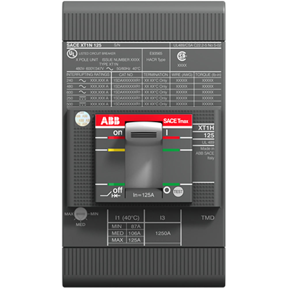 ABB XT1HU3080AFD000XXX - Molded Case 80A 3-Pole 600Y/347VAC