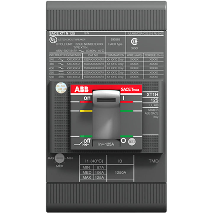 ABB XT1HU3080AFD000XXX - Molded Case 80A 3-Pole 600Y/347VAC