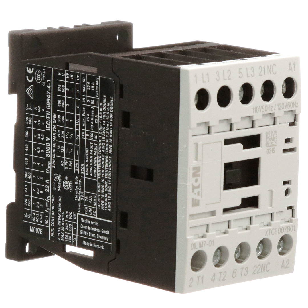 Cutler Hammer XTCE007B01A - IEC Contactor 600V 7A 3-Pole