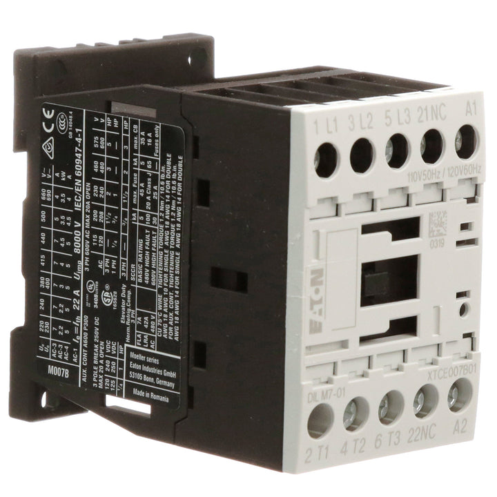 Cutler Hammer XTCE007B01A - IEC Contactor 600V 7A 3-Pole