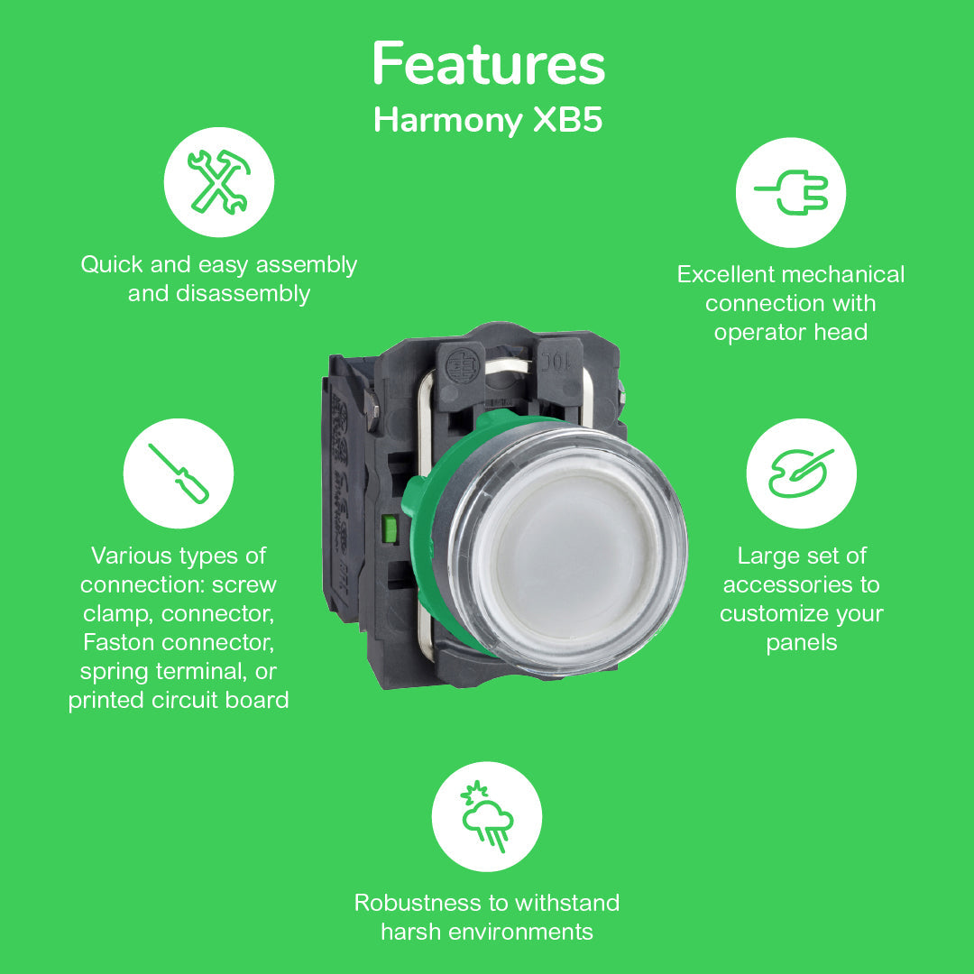 Schneider Electric ZB5AW313 - Pushbutton Switch Actuator (250V AC/DC Polycarbonate)