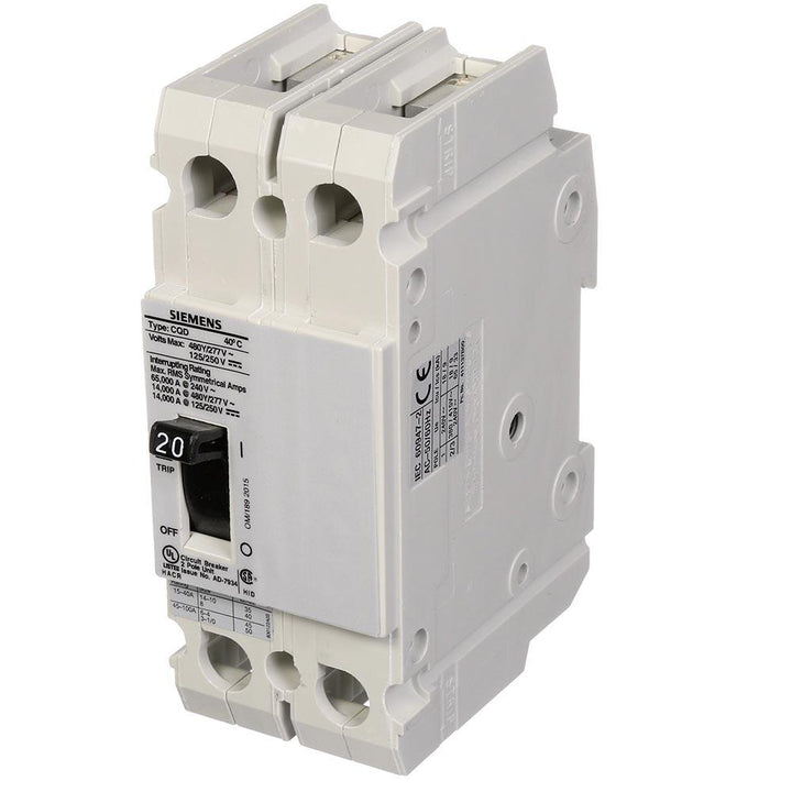 Siemens CQD225 - Molded Case Circuit Breaker, 25A 480V 2-Pole