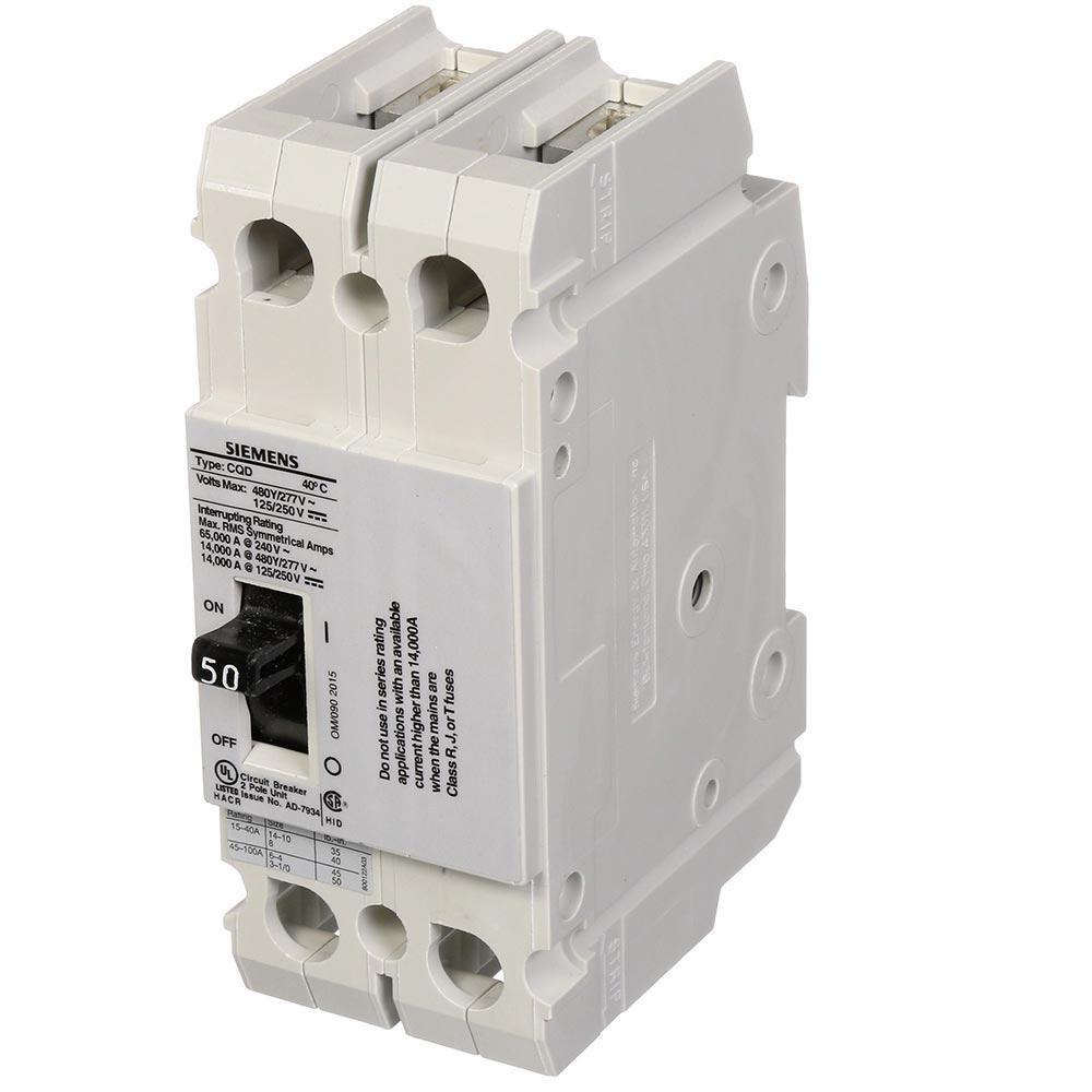 Siemens CQD250 - Molded Case Circuit Breaker 50A 480V 2-Pole