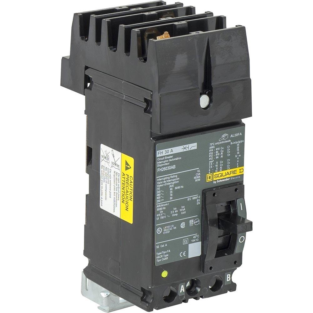 Square D FH26030AB - Molded Case Circuit Breaker, 30A 600V 2-Pole
