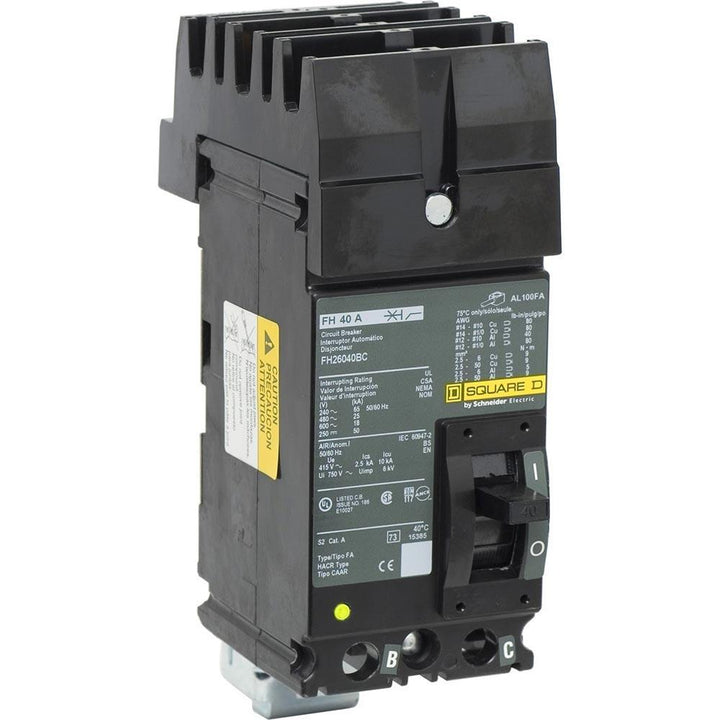 Square D FH26040BC - Molded Case 40A 600V 2-Pole Breaker