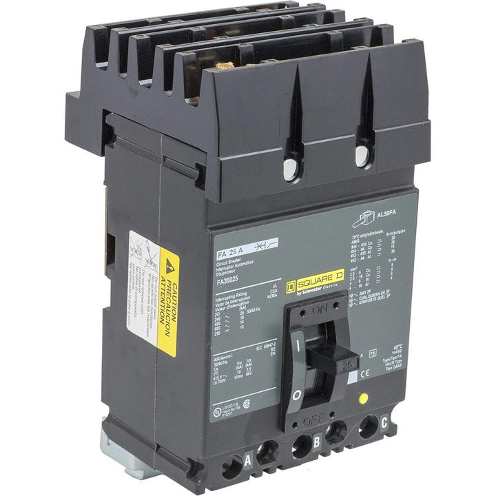 Square D FH36025 - 3-Pole Molded Case Breaker (25A, 600V)
