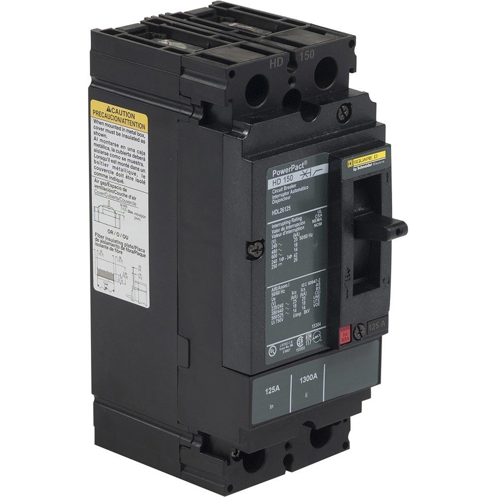 Square D HDL26125 - Molded Case Circuit Breaker 125A 600V 2-Pole