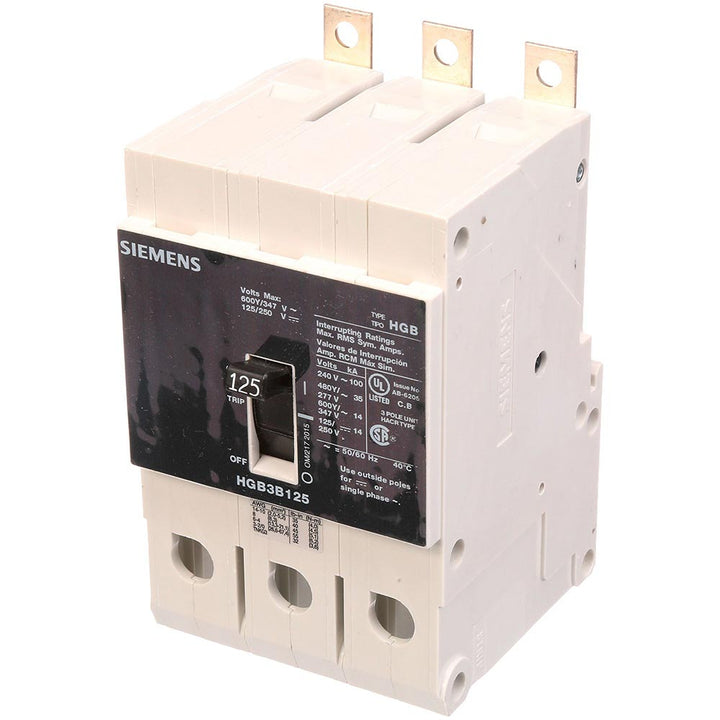 Siemens HGB3B125B - Molded Case Circuit Breaker 125A 600V 3P