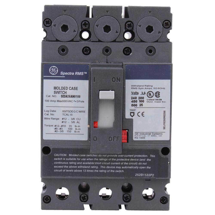 General Electric SEDA36AN0100 - Molded Case Breaker 100A 600V 3P