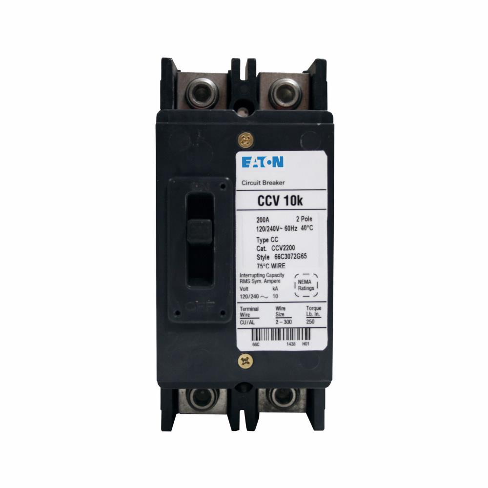 Cutler Hammer CCV2225 - Molded Case Breaker 225A 2-Pole (10kA AIC)