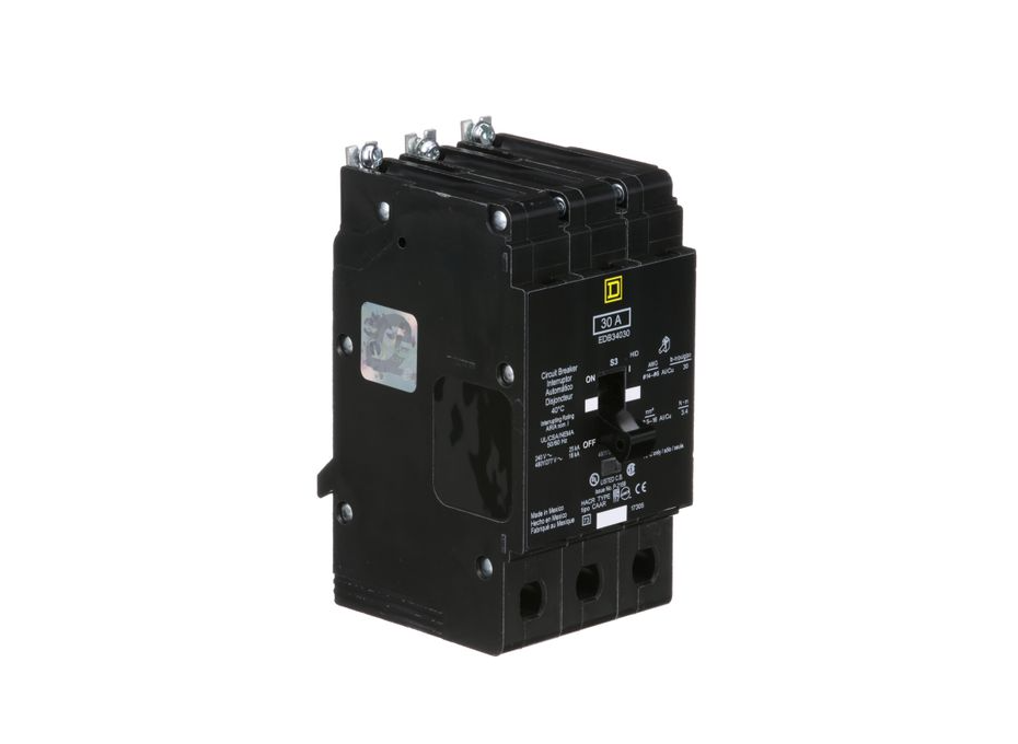 Square D EDB34030 - 30A 3-Pole Circuit Breaker (480Y/277V, 18kA AIC)