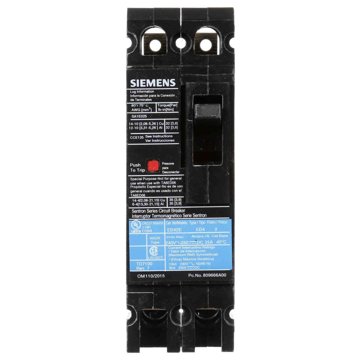 Siemens ED42B060 - Molded Case Circuit Breaker 60A 480V 2-Pole