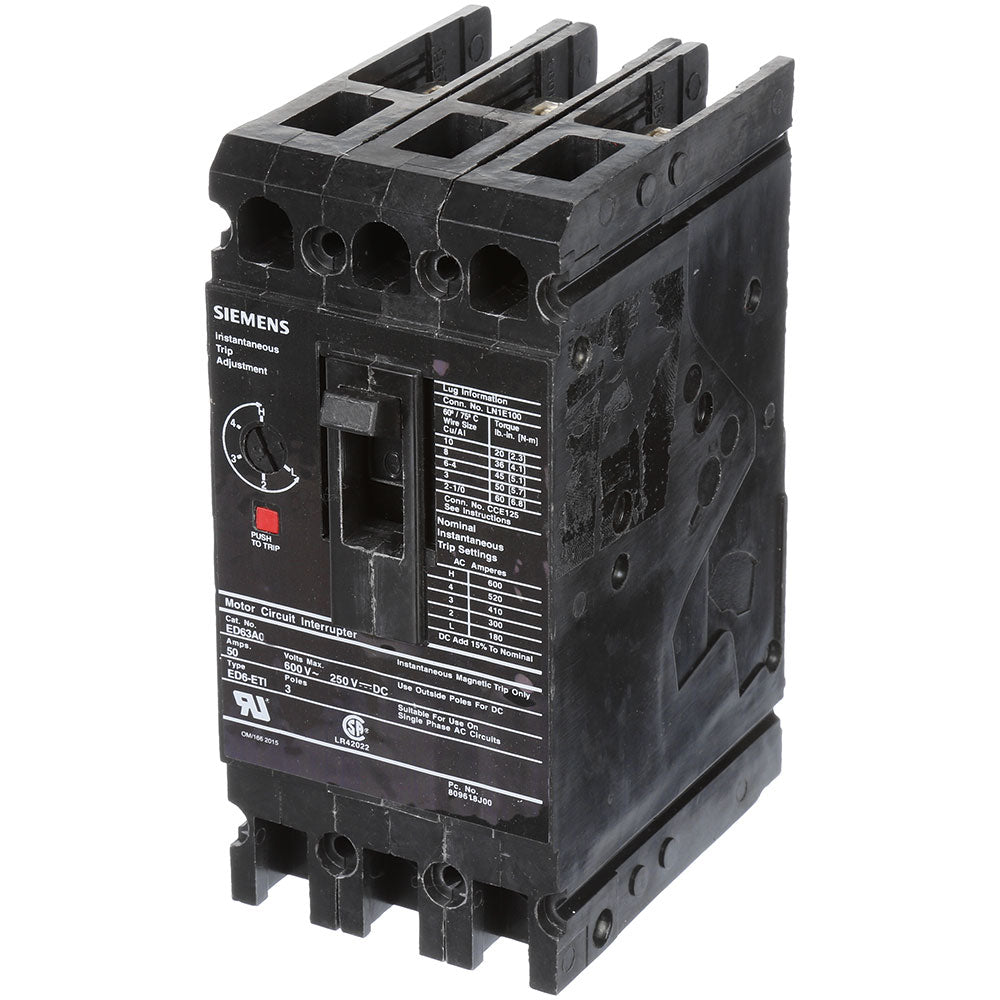 Siemens ED63A125 - Molded Case Circuit Breaker 125A 600V 3P
