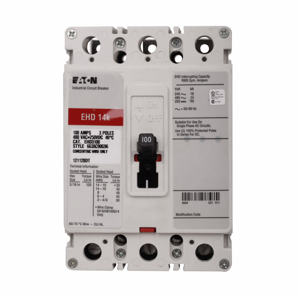 Eaton EHD3020 - Molded Case Circuit Breaker 20A 480V 3P