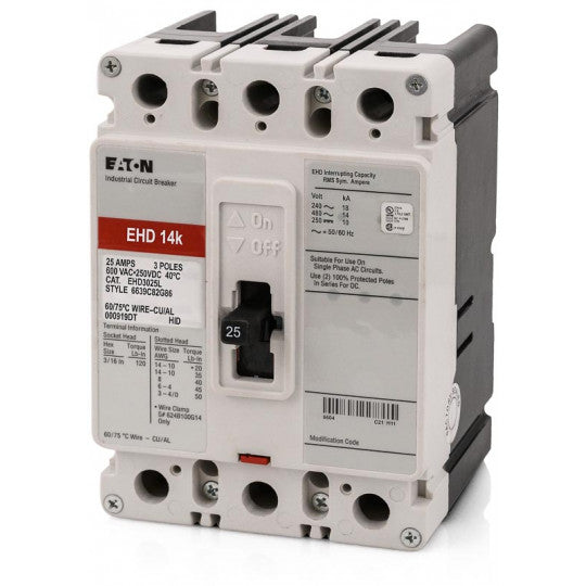Cutler Hammer EHD3025 - 25A 3-Pole Molded Case Circuit Breaker