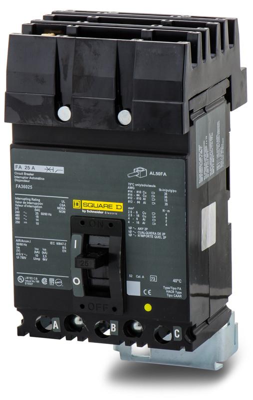 Square D FA36025 - 3-Pole Molded Case Breaker (25A, 600V)