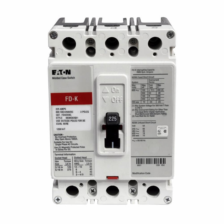 Cutler Hammer FD3225K - Molded Case Circuit Breaker 225A 600V 3P