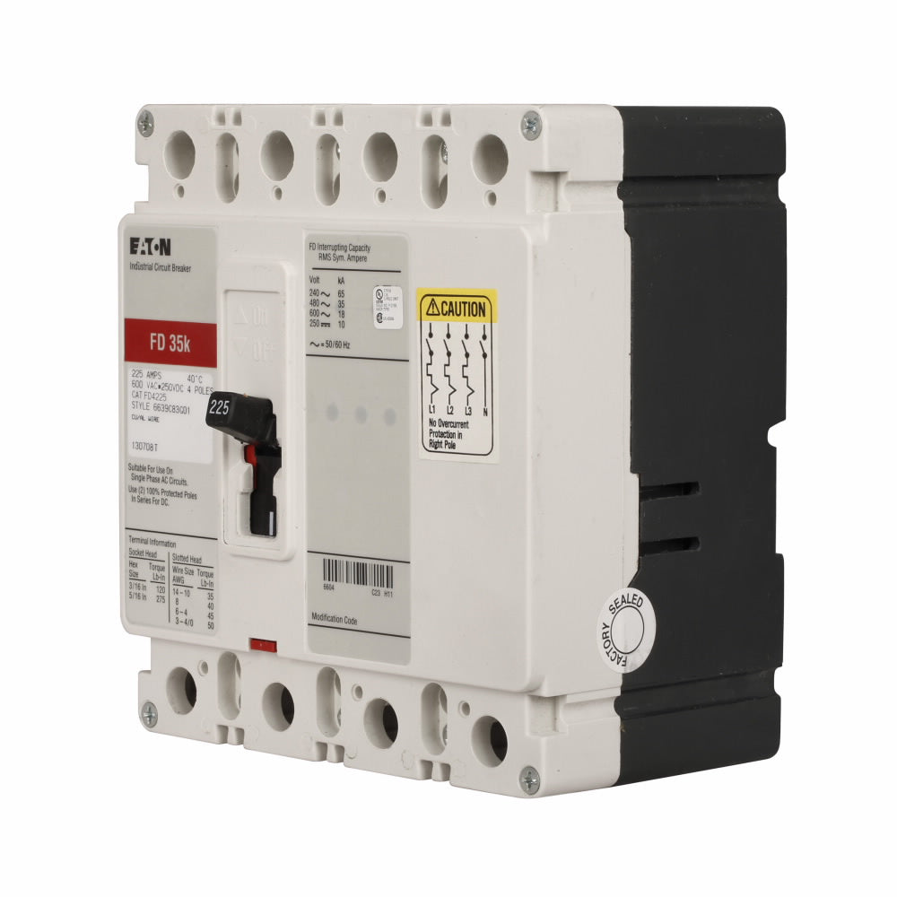 Cutler Hammer FD4225L - Molded Case Circuit Breaker 225A 4P (600V AC)