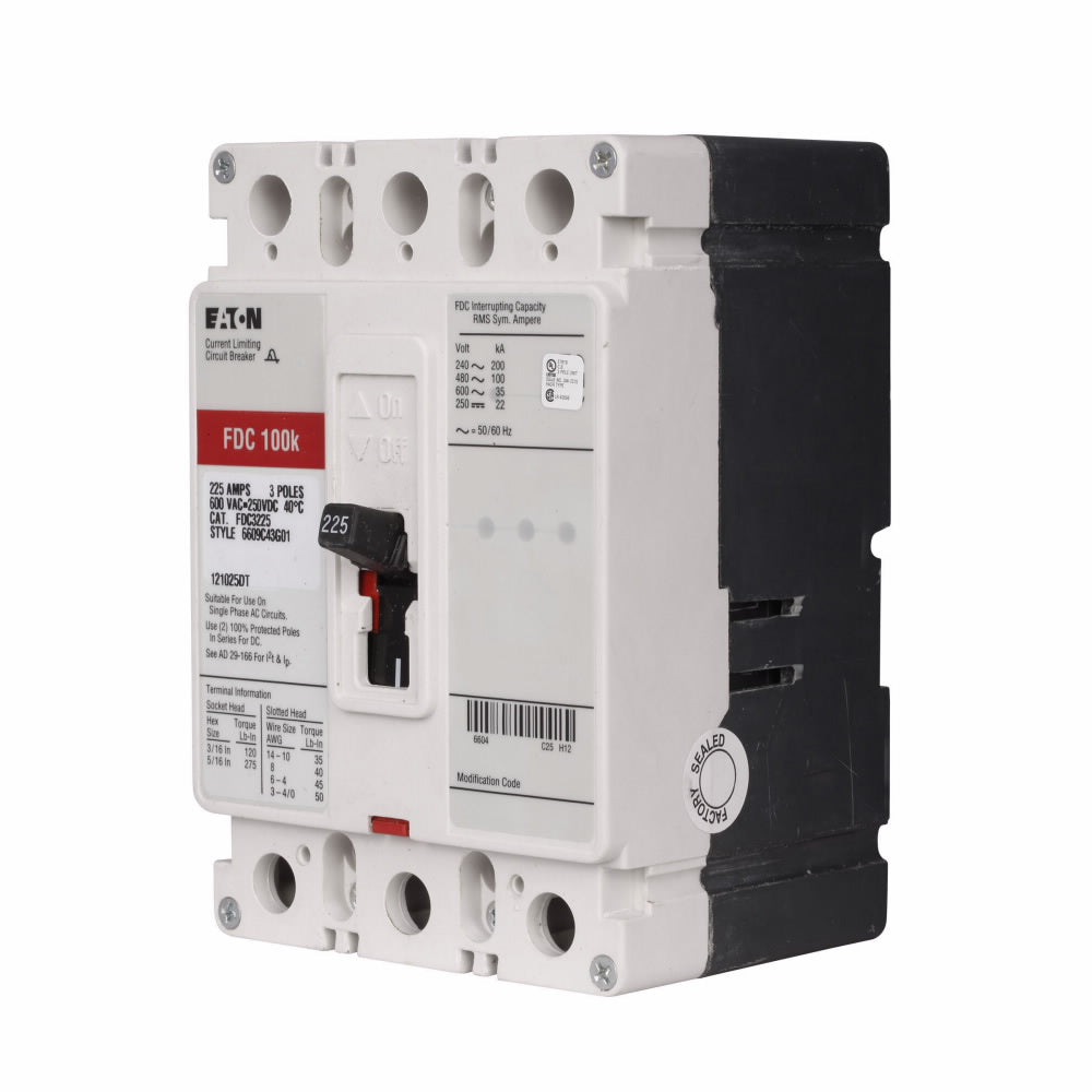 Cutler Hammer FDC3080 - Molded Case Breaker 80A 600V 3P (100kA AIC)