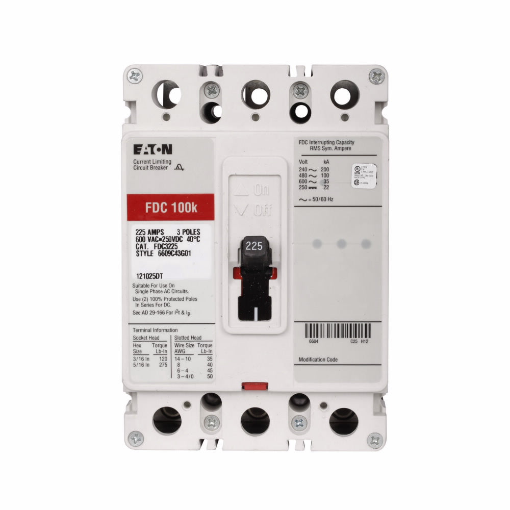 Cutler Hammer FDC3125 - Molded Case Circuit Breaker 125A 600V 3P