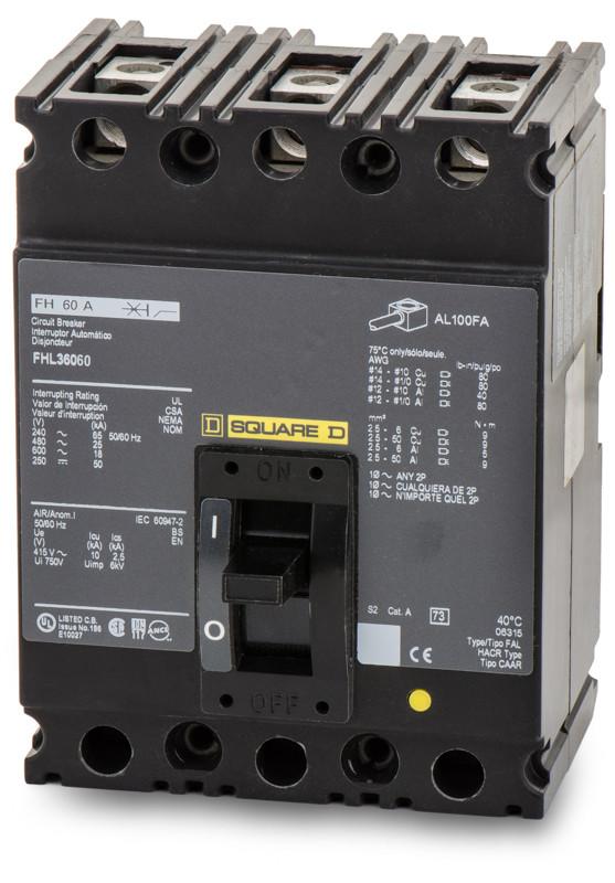 Square D FHL36060 - Molded Case Circuit Breaker 60A 600V 3P