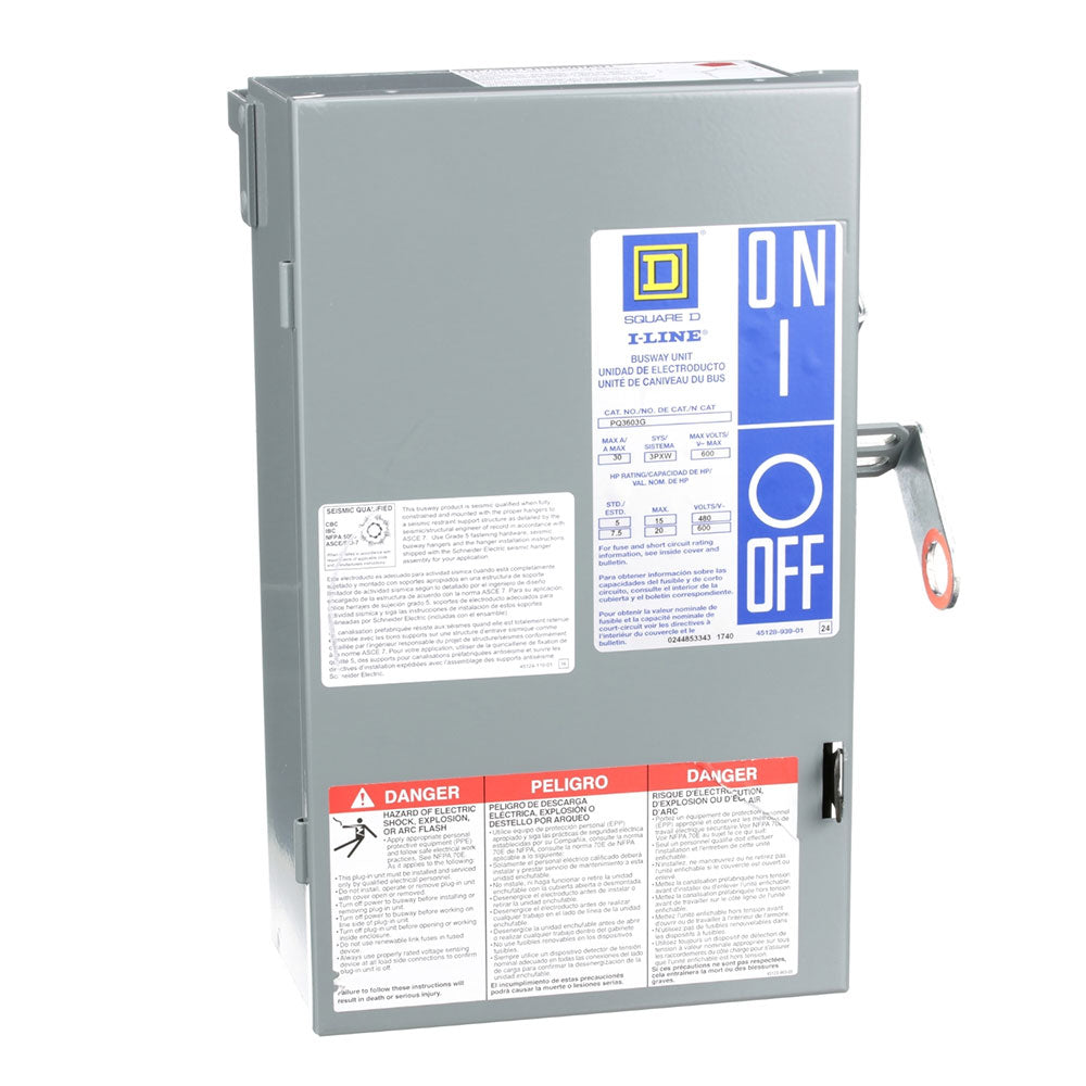 Square D PQ3603G - Fusible Bus Plug 30A 600V (200kA AIC)