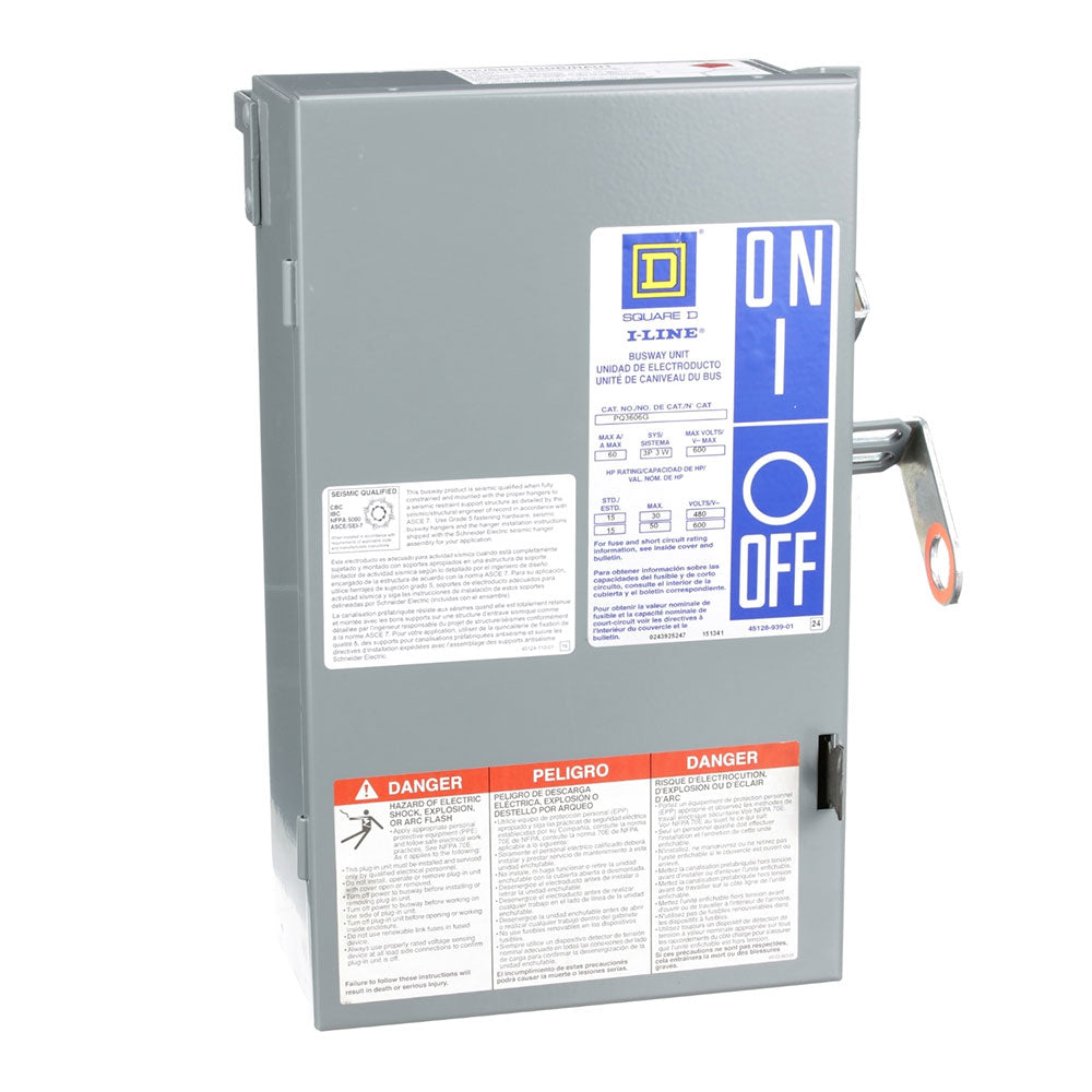 Square D PQ3606G - Fusible Disconnect 60A 600V (200kA AIC)