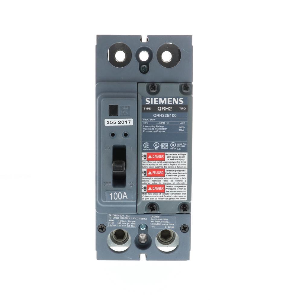 Siemens QRH22B100L - Molded Case 100A 240V 2-Pole